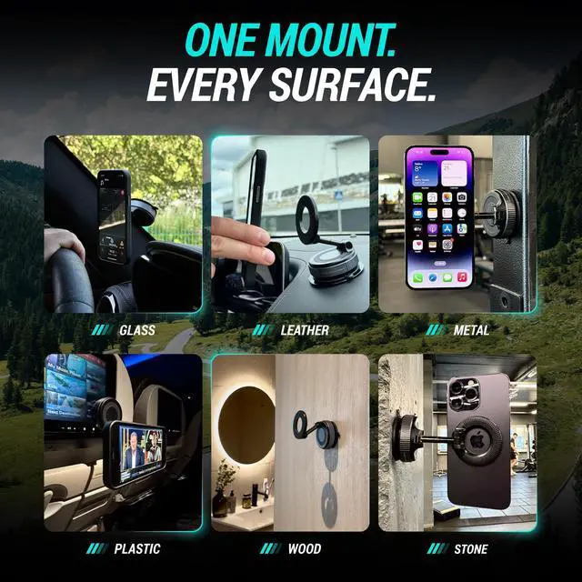 Alt view image 11 of 14 - One Upgraded Vacuum Phone Mount Suction Cup Car Phone Holder for iPhone, Window Phone Mount, 360° Vacuum Magnetic Phone Holder for Car, Magnetic Phone Holder with Suction Cup