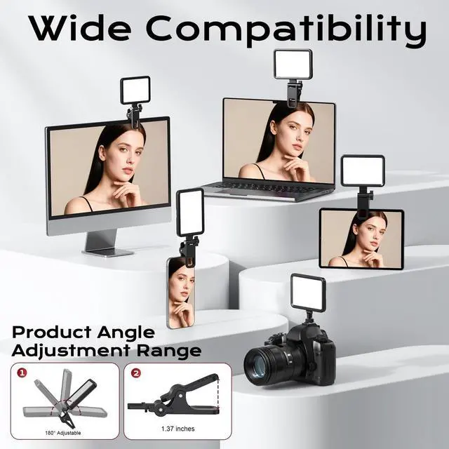 Alt view image 14 of 14 - Rechargeable Soft Selfie Light for Phone, Camera, Laptop, 4-14H Battery Portable LED Light for Pictures, Phone Light Clip for Selfie, Vlog, TikTok, Makeup, Video Conference Black