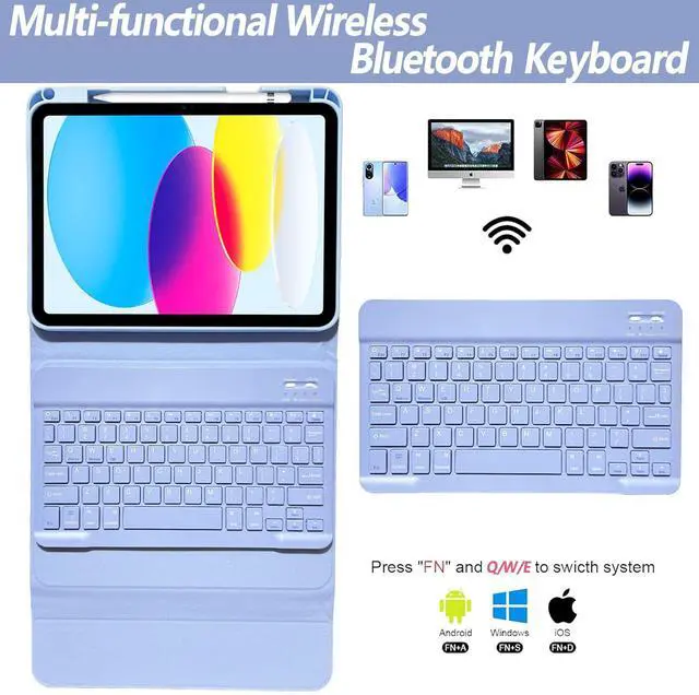 Alt view image 10 of 14 - Keyboard Case for iPad 11th 10th Generation - iPad 10th Generation Case with Detachable Wireless Keyboard - Smart Folio Cover with Pencil Holder for 11-inch A16 2025 10.9-inch 2022, Purple