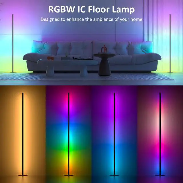 Alt view image 9 of 14 - Corner Floor Lamp, RGB IC Corner Lamp with APP and Remote Control, LED Floor Light with 16 Million DIY Colors, Color Changing Ambient Light for Living Room, Bedroom, Gaming Room