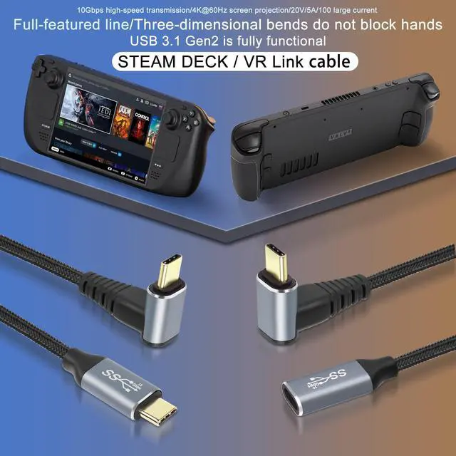 Alt view image 10 of 14 - 2M Right Angle USB C Extension Cable,90 Degree 10Gbps PD 100W USB3.1 Gen2 Male to Female Charging Cord,Up Down Type-C Extender Cable Compatible with Laptops and More Type-C Devices
