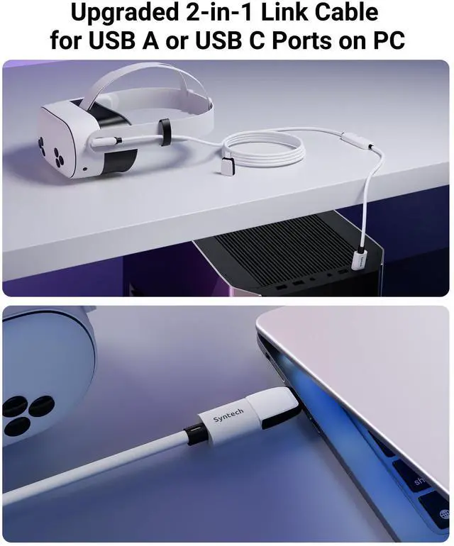 Alt view image 12 of 14 - Link Cable with Charging 20FT Compatible with Oculus/Meta Quest 3S/3 Accessories, Quest2/Pro, Pico4, Next-Gen VR Cable with USB 3.0 A to C Adapter for SteamVR, Charge & Link Simultaneously