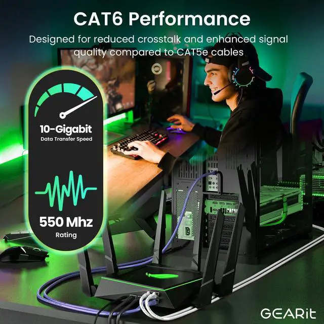 Alt view image 11 of 14 - Cat 6 Ethernet Cable (10-Pack 3 Feet) Cat6 Network Patch, 10Gbps, RJ45, Snagless Cord, Gold-Plated Connectors, Internet for PC, TV, Tablet, Router, Printer, Servers, IT Data Center - Purple