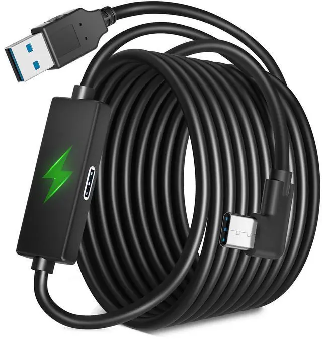 Alt view image 7 of 12 - Design 20FT Link Cable for Quest 3S/3, Quest 2, Quest Pro, with Separate Charging Port for Uninterrupted Power, USB 3.0 Type A to C Cable for VR Headset Accessories and Gaming PC