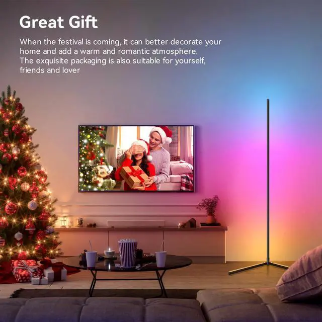 Alt view image 14 of 14 - Corner Floor Lamp,Smart RGB LED Lights with 20 Million Colors & 800+ Modes, Music Sync, Timer Setting.Bluetooth App & Remote Control - ldeal for Living Rooms Bedrooms, and Gaming Rooms
