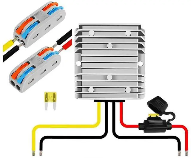 Alt view image 8 of 14 - DC-DC 36V 48V to 12V 20A 240W Golf cart, Buck Converter, Voltage Regulator, Waterproof Power Module with Fuse (Input Range:18V 24V 36V 48V 60V to 12v)