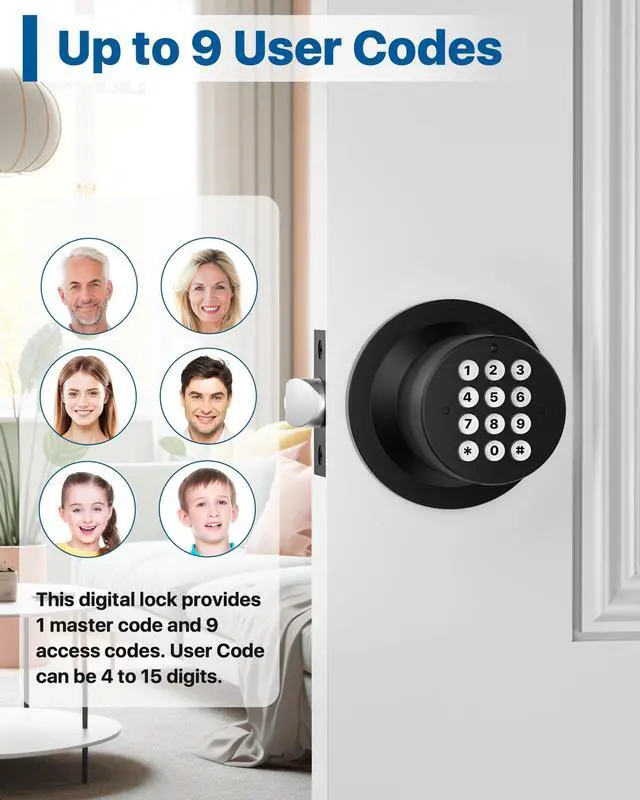 Alt view image 9 of 14 - Door Knob with Keypad, Door Knob with Lock, Keyless Entry Door Lock with Code for Front Door Garage Home Apartment, Matte Black