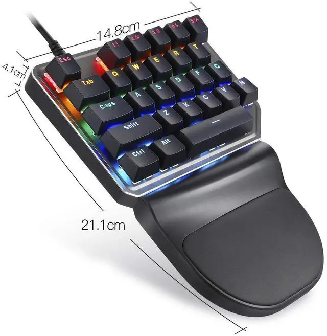 Alt view image 10 of 14 - K27 One-Handed Mechanical Mini Gaming Keypad 27 Keys, 9 LED Backlit USB Wired Mechanical Gaming Keyboard for Pro Keyboard Computer/PC/Desktop/Laptop/Mac