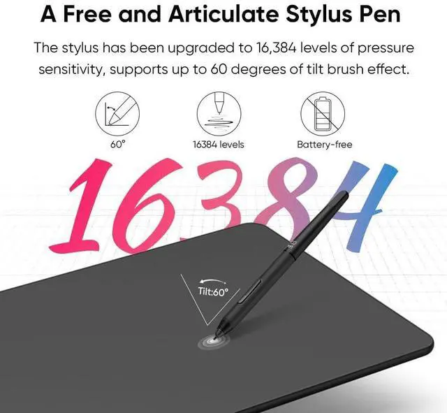 Alt view image 11 of 14 - Updated Deco 01 V3 Drawing Tablet-16384 Levels of Pressure Battery-Free Stylus, 10x6 Inch OSU Graphic Tablet, 8 Hotkeys for Digital Art, Teaching, Gaming Drawing Pad for Chrome, PC, Mac, Android