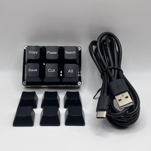 Alt view image 6 of 8 - Copy Paste Search Save Cut All 6-Key Keyboard One Handed OSU Keypad Programmable Mechanical Shortcut Macro Keyboard for Working and Gaming (Black)