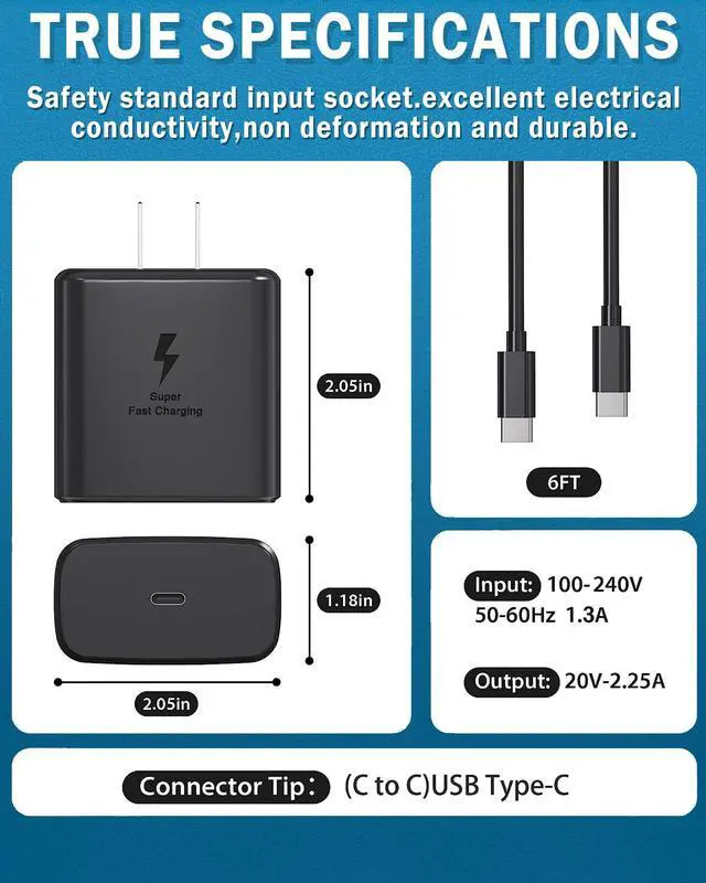 Alt view image 9 of 14 - 2025 Super Fast Charger Type C, 45W USB C Wall Charger Fast Charging for Samsung Galaxy S25 Ultra/ S25/S25+/S24+/ S24 Ultra/S24/S24+/S23 Ultra/S22 Ultra/S21 Ultra