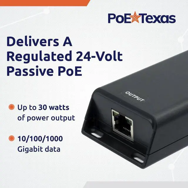 Alt view image 9 of 12 - 24 Volt Passive PoE Injector (Mode B) - DC-Powered Gigabit Inline Converts 12-60V in to 24 Volt Passive PoE Out Up to 30 Watts - Variable DC PoE Injector for Solar Powered Installations