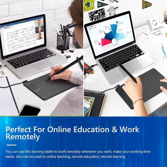Alt view image 12 of 14 - T605 Drawing Tablet 6.7x4 inch Graphic Digital Drawing Tablet with 8192 Pen Pressure 6 Customized Hot Keys Art Tablet for OSU Online Teaching Designing Beginners Work with Mac PC Android