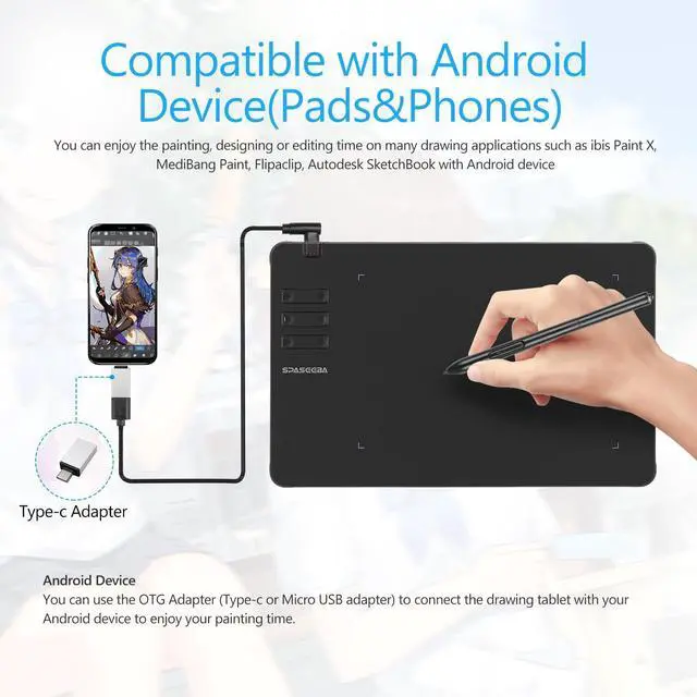 Alt view image 11 of 14 - T605 Drawing Tablet 6.7x4 inch Graphic Digital Drawing Tablet with 8192 Pen Pressure 6 Customized Hot Keys Art Tablet for OSU Online Teaching Designing Beginners Work with Mac PC Android