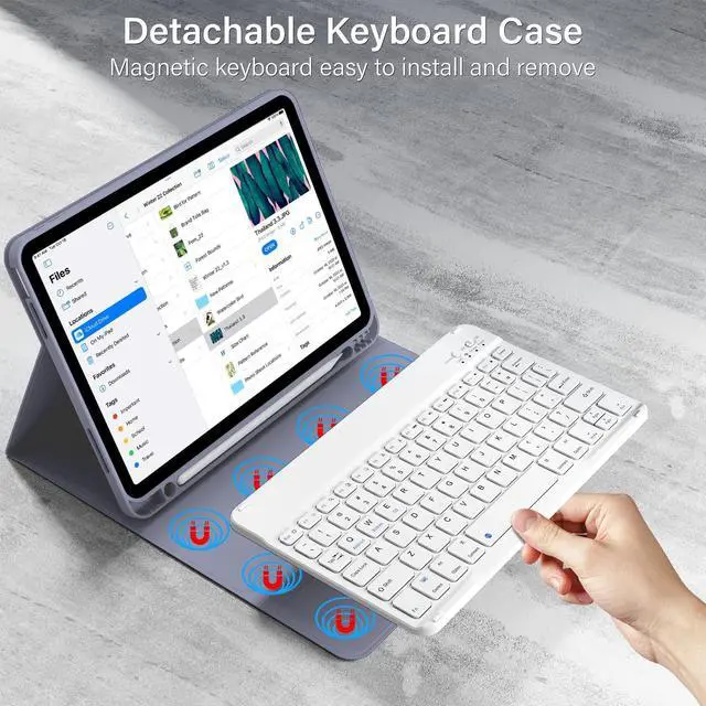 Alt view image 10 of 15 - Keyboard Case for iPad (A16) 11th/10th Generation (11/10.9 Inch, 2025/2022) with Pencil Holder, Magnetic Detachable Wireless Bluetooth Keyboard, Folio Keyboard Cover - Thin & Light, Purple