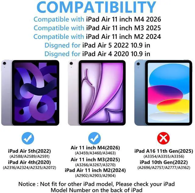 Alt view image 9 of 14 - for iPad Air 11 inch M4/M3/M2 Case with Keyboard 10.9 inch for iPad Air 5 2022/iPad Air 4th Gen Keyboard Case with Pencil Holder, Wireless Keyboard for Air 11" M3/M2 (2025/2024)/iPad Air 5/4