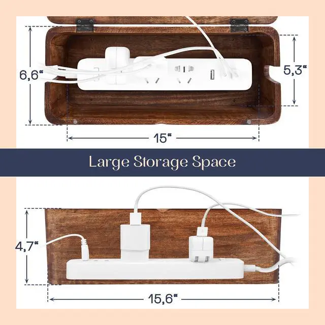 Alt view image 9 of 14 - Large Cable Management Box - Cable Organizer Box and Power Strip Box for Electrical Cord Management - Hide Desk Cord and Floor Cables - Wire Storage and Organization for Cords
