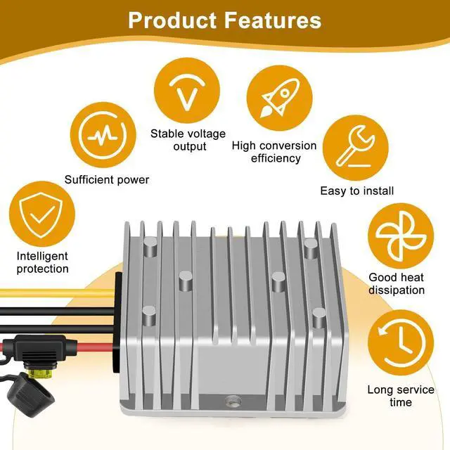 Alt view image 10 of 14 - DC-DC 36V 48V to 12V 20A 240W Golf cart, Buck Converter, Voltage Regulator, Waterproof Power Module with Fuse (Input Range:18V 24V 36V 48V 60V to 12v)