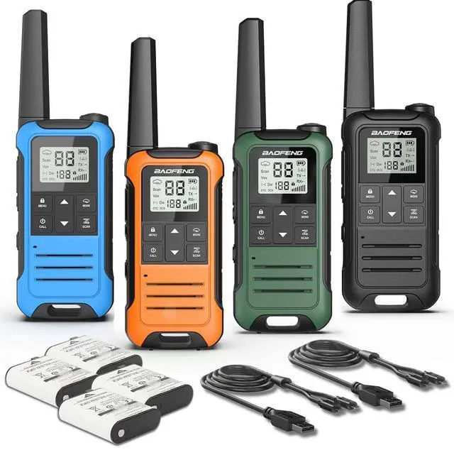 Alt view image 8 of 14 - Walkie Talkies Long Range for Adult, 4Pack Rechargeable Walkie Talkie F22 FRS Two Way Radio 1400mAh Li-ion Battery,USB-C Cable, NOAA with Flashlight for Camping Family