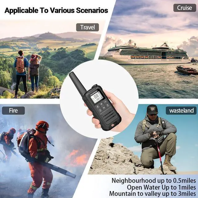 Alt view image 14 of 14 - Walkie Talkies Long Range for Adult, 4Pack Rechargeable Walkie Talkie F22 FRS Two Way Radio 1400mAh Li-ion Battery,USB-C Cable, NOAA with Flashlight for Camping Family
