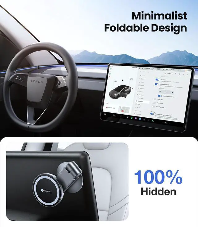 Alt view image 9 of 14 - Phone MountStrongest Magnet PowerFoldable Hidden Tesla Phone Holder Fit for All Phone, Tesla Model 3 Model Y for MagSafe Car Mount, Tesla Model 3 Accessories, Tesla Model Y Accessories