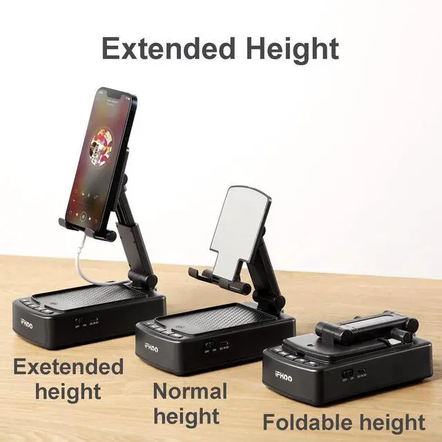 Alt view image 14 of 14 - Gifts for Men Women, Phone Stand with Bluetooth Speaker BT5.3, Gifts for Him Dad Who have everything, Phone Holder with Wireless Speaker for iPhone/Android/Tablet, Tech Gadgets,Birthday Gifts for Men