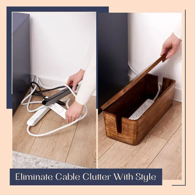 Alt view image 10 of 14 - Large Cable Management Box - Cable Organizer Box and Power Strip Box for Electrical Cord Management - Hide Desk Cord and Floor Cables - Wire Storage and Organization for Cords