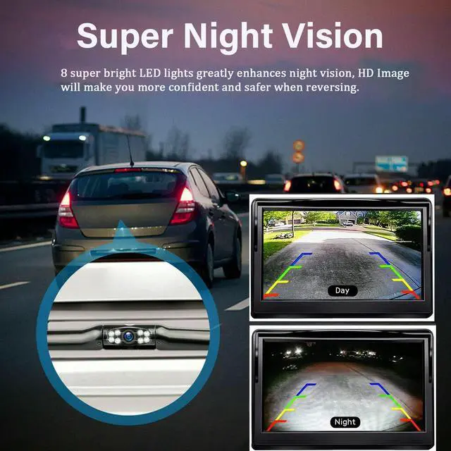 Alt view image 9 of 14 - License Plate Backup Camera, Waterproof 170° View Rear View Reverse Camera Night Vision Back up Camera Systems for Cars Trucks Pickup SUVs Trailer