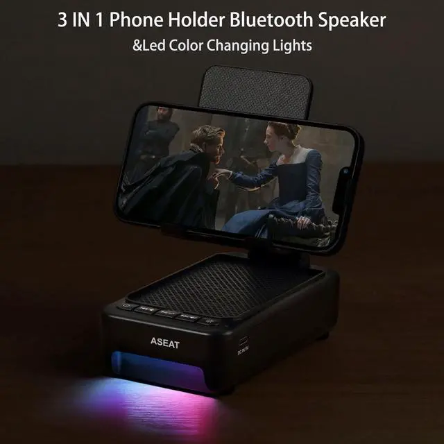 Alt view image 9 of 14 - Gifts for Men Him, Cell Phone Stand with Bluetooth Speaker&Led Color Changing Light, Unique Gifts for Women Dad Her Husband, Cool Tech Gadget Wireless Speaker, Birthday Gifts for Men, Ideal Gifts