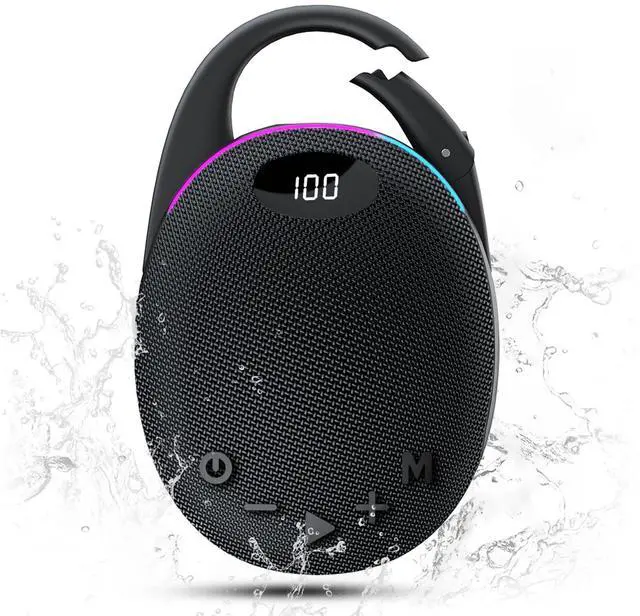 Alt view image 8 of 14 - Portable Mini Bluetooth Speaker with HD Sound, LED Power Display, Big Pro Sound with Punchy Bass,Integrated Carabiner, 25H Playtime, Colorful RGB Lights, TWS pairing,Outdoor/Party/Travel, Gift Ideas