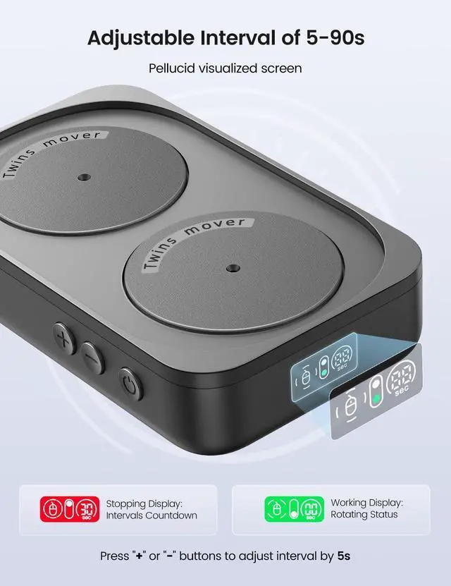Alt view image 11 of 14 - Random Mouse Mover, 100% Undetectable Jiggler Moving Device, Mechanical Mouse Shaker with Adjustable Interval Timer, No Need to Align Mouse Sensor, Quiet Vibration Pad Keep Work Life Balance