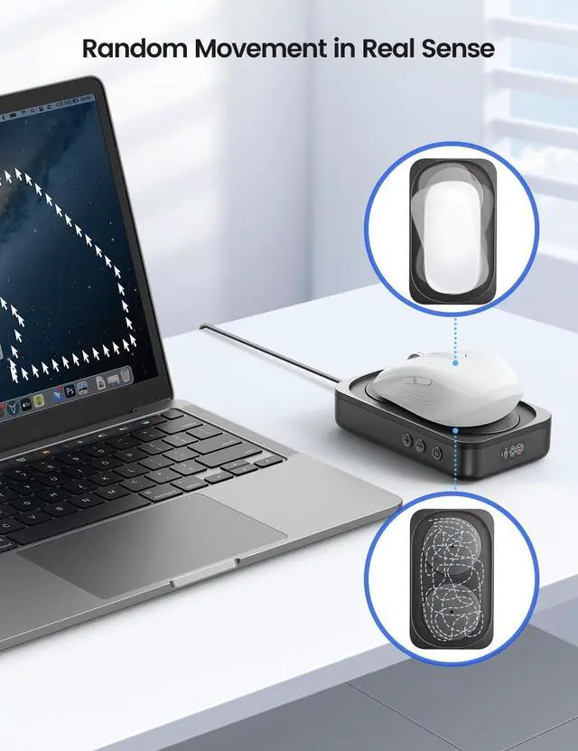 Alt view image 9 of 14 - Random Mouse Mover, 100% Undetectable Jiggler Moving Device, Mechanical Mouse Shaker with Adjustable Interval Timer, No Need to Align Mouse Sensor, Quiet Vibration Pad Keep Work Life Balance