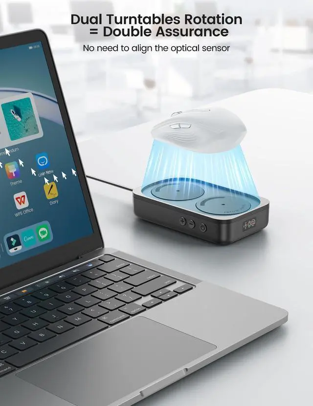 Alt view image 12 of 14 - Random Mouse Mover, 100% Undetectable Jiggler Moving Device, Mechanical Mouse Shaker with Adjustable Interval Timer, No Need to Align Mouse Sensor, Quiet Vibration Pad Keep Work Life Balance
