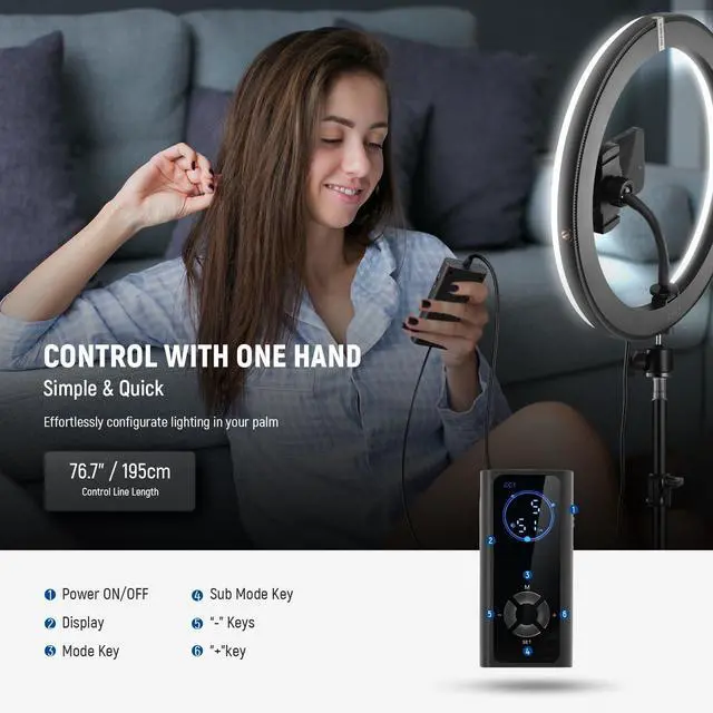 Alt view image 14 of 14 - 12" 24W High Power LED Ring Light with 71" Tripod Stand Phone Holder Compatible with iPhone for Video Recording Makeup Selfie Studio Streaming TikTok, Bi Color Ringlight Lighting, RH12B