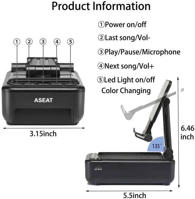 Alt view image 12 of 14 - Gifts for Men Him, Cell Phone Stand with Bluetooth Speaker&Led Color Changing Light, Unique Gifts for Women Dad Her Husband, Cool Tech Gadget Wireless Speaker, Birthday Gifts for Men, Ideal Gifts
