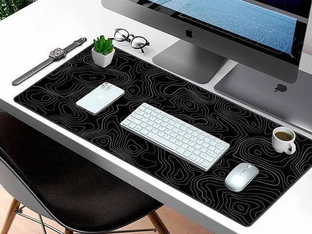Alt view image 14 of 14 - Extra Large Gaming Mouse Pad with Black Topographic, XXL Mousepad, Big Mouse Mat Desk Pad, Non Slip Keyboard Pad for Gaming Computer Laptop PC Office Desk Accessories