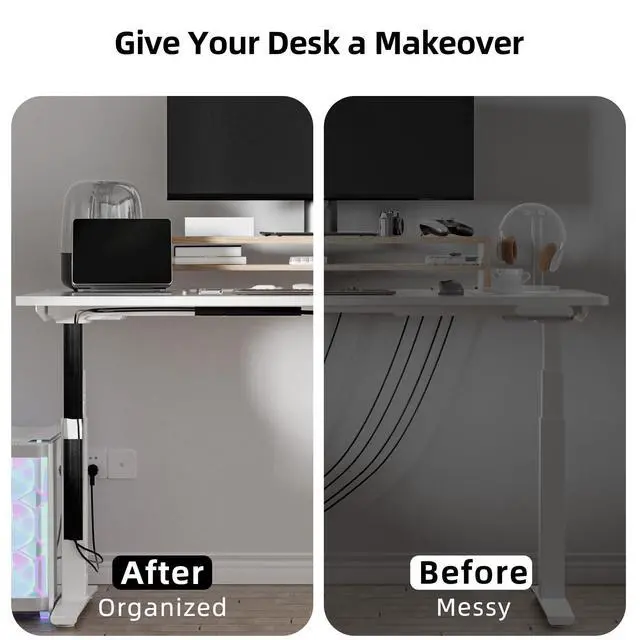 Alt view image 14 of 14 - 94.2in Cable Management, Cable Organizer,Adhesive Mount Cord Organizer for Desk, Cord Organizer, No-Drill Desk Wire Management for Home Office, Baby proofing, Black