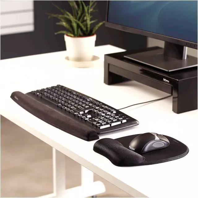 Alt view image 10 of 14 - Memory Foam Mouse Pad/Wrist Rest- Black (9176501)