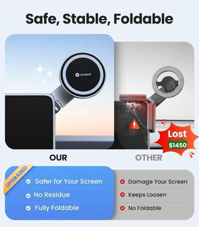 Alt view image 13 of 14 - Phone MountStrongest Magnet PowerFoldable Hidden Tesla Phone Holder Fit for All Phone, Tesla Model 3 Model Y for MagSafe Car Mount, Tesla Model 3 Accessories, Tesla Model Y Accessories