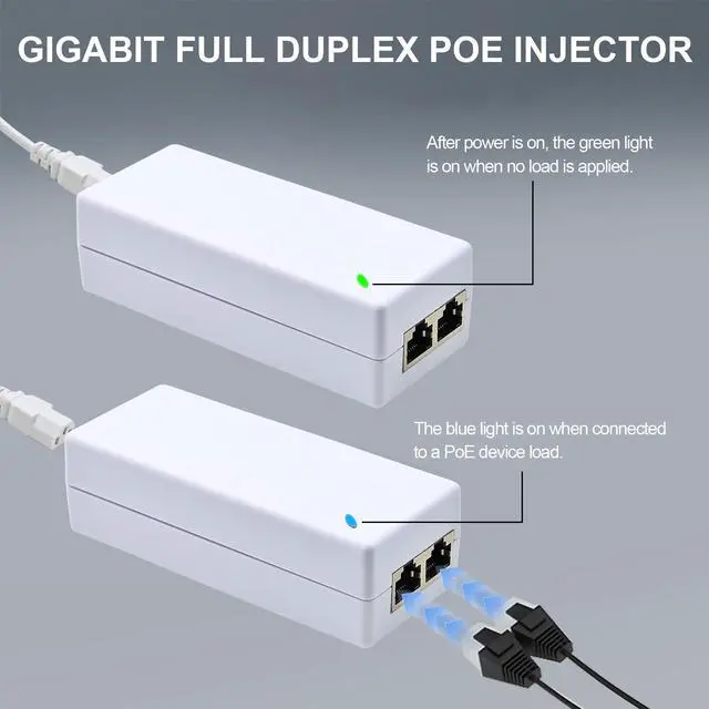 Alt view image 9 of 14 - Gigabit PoE+ Injector Converts Non-PoE to PoE+ (802.3af/at), 30W Power, Plug & Play, Up to 328ft (100m) Range, White Ideal for IP Cameras, VoIP Phones & More