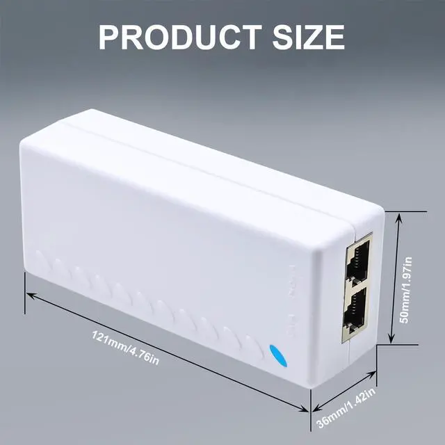 Alt view image 13 of 14 - Gigabit PoE+ Injector Converts Non-PoE to PoE+ (802.3af/at), 30W Power, Plug & Play, Up to 328ft (100m) Range, White Ideal for IP Cameras, VoIP Phones & More