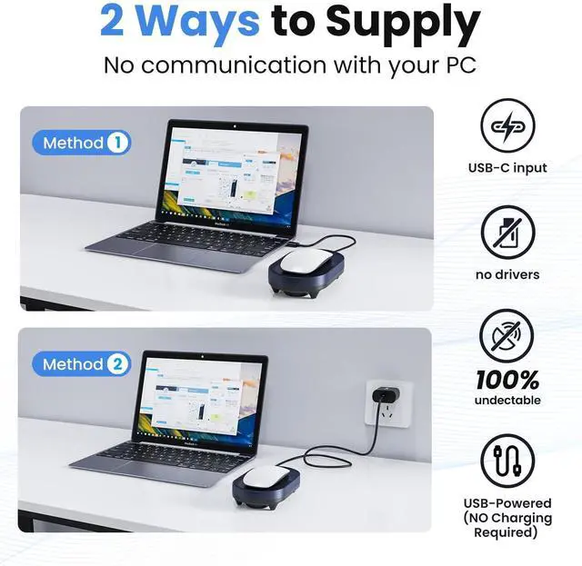 Alt view image 11 of 14 - Undetectable Mouse Jiggler - Auto Mover with On/Off Switch & USB Port, No Software Needed, Prevent Sleep/Lock for Home Office & PC/Mac/Desktop (Blue Black), Perfect for Gifts/Remote Work
