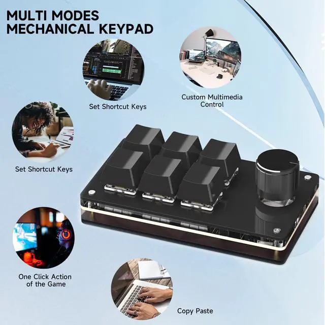 Alt view image 8 of 10 - Programmable Macro Keyboard,6 Key Macro Mechanical Gaming Macro Keypad,Custom Knob KeyPad, Hot swappable Switch Gaming Keyboard,Wired programmable keypad with Drawing Programming Video