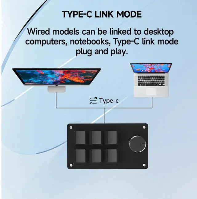 Alt view image 9 of 10 - Programmable Macro Keyboard,6 Key Macro Mechanical Gaming Macro Keypad,Custom Knob KeyPad, Hot swappable Switch Gaming Keyboard,Wired programmable keypad with Drawing Programming Video