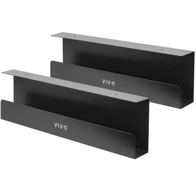 Alt view image 8 of 14 - Under Desk 17 inch Cable Management Trays, Power Strip Holders, Cord Organizers, Wire Tamers for Office and Home, Black, 2 Pack, DESK-AC06-2C
