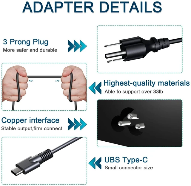 Alt view image 12 of 14 - 65W USB C Charger Fit for HP EliteBook 830 835 840 845 860 865 640 650 655 1040 G8 G9 G10 G11 Probook 440 445 450 455 460 465 G8 G9 G10 G11 Laptop Power Adapter Supply Cord
