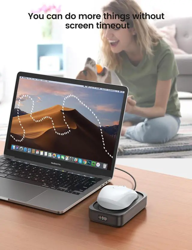 Alt view image 14 of 14 - Random Mouse Mover, 100% Undetectable Jiggler Moving Device, Mechanical Mouse Shaker with Adjustable Interval Timer, No Need to Align Mouse Sensor, Quiet Vibration Pad Keep Work Life Balance