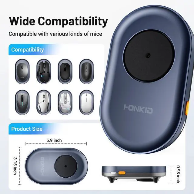 Alt view image 13 of 14 - Undetectable Mouse Jiggler - Auto Mover with On/Off Switch & USB Port, No Software Needed, Prevent Sleep/Lock for Home Office & PC/Mac/Desktop (Blue Black), Perfect for Gifts/Remote Work