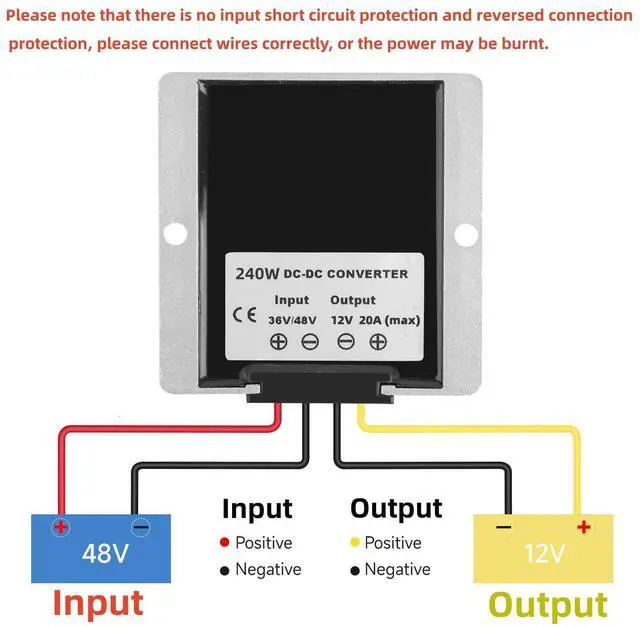 Alt view image 9 of 12 - DC-DC 36V 48V to 12V 20A 240W Step Down Converter Golf Cart Voltage Regulator Reducer Transformer with Fuse Waterproof