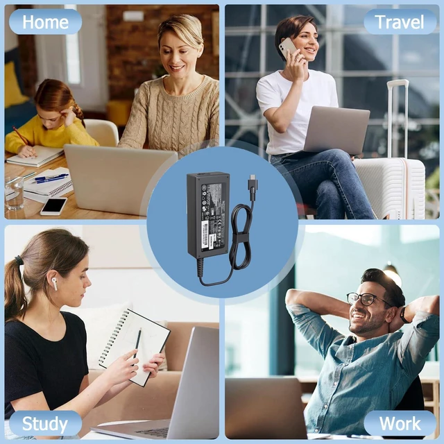 Alt view image 14 of 14 - 65W USB C Charger Fit for HP EliteBook 830 835 840 845 860 865 640 650 655 1040 G8 G9 G10 G11 Probook 440 445 450 455 460 465 G8 G9 G10 G11 Laptop Power Adapter Supply Cord
